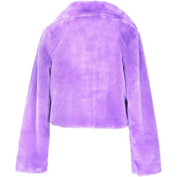 Faux Fur Coat Short Jacket Women's Plush Fuzzy Fleece Cropped Chic Stylish - Picture 6 of 6